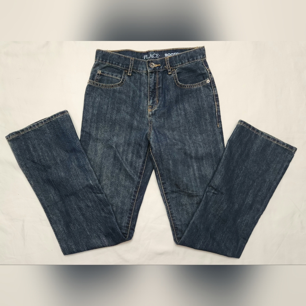 The Children's Place Boy's Bootcut Slim Adjustable Waist Jeans Size 16 Slim NWT - Picture 2 of 5